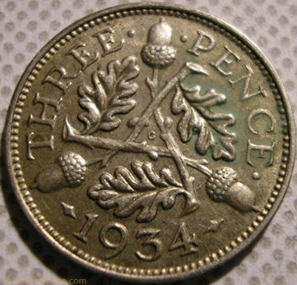 George V - 3 Pence 1934 - UK monnaie monde royaume uni george v 3 pence 1934 uk