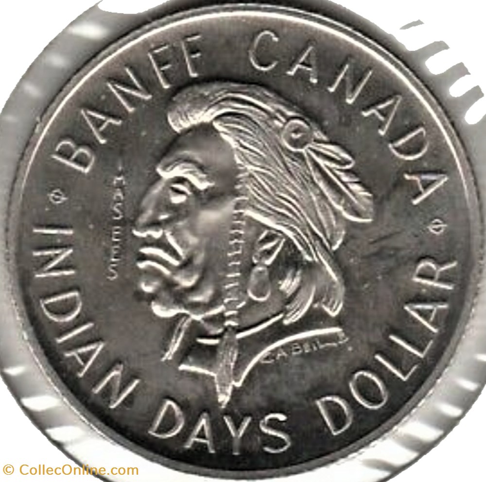 Indian-Days Dollar Token 1974 R.C.M.P. Centennial - Banff, Alberta 2 monnaies jetons mereaux indian days dollar token 1974 r c m p centennial banff alberta