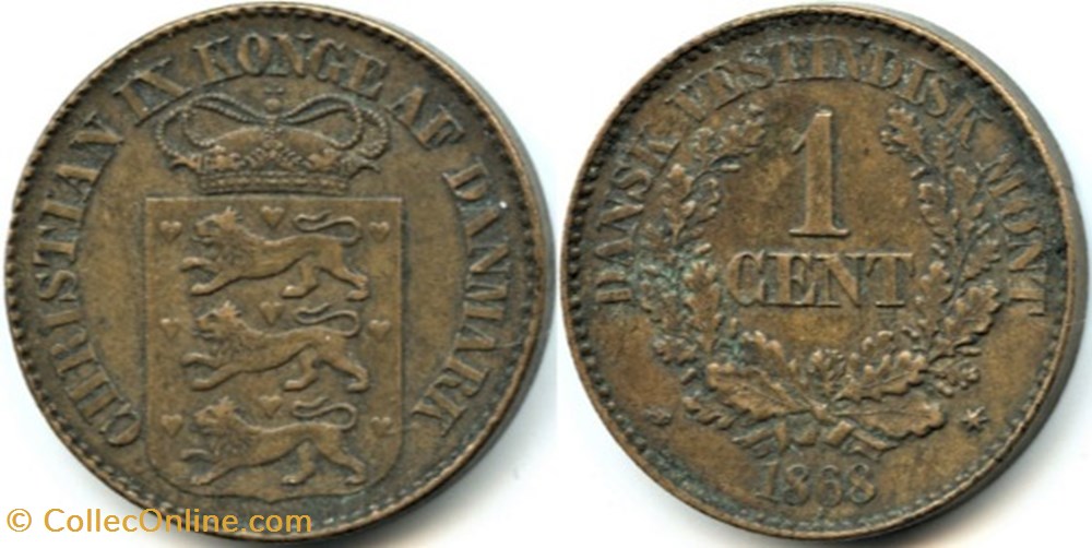 monnaies colonies danoises christian ix of denmark 1 cent 1868 west indies