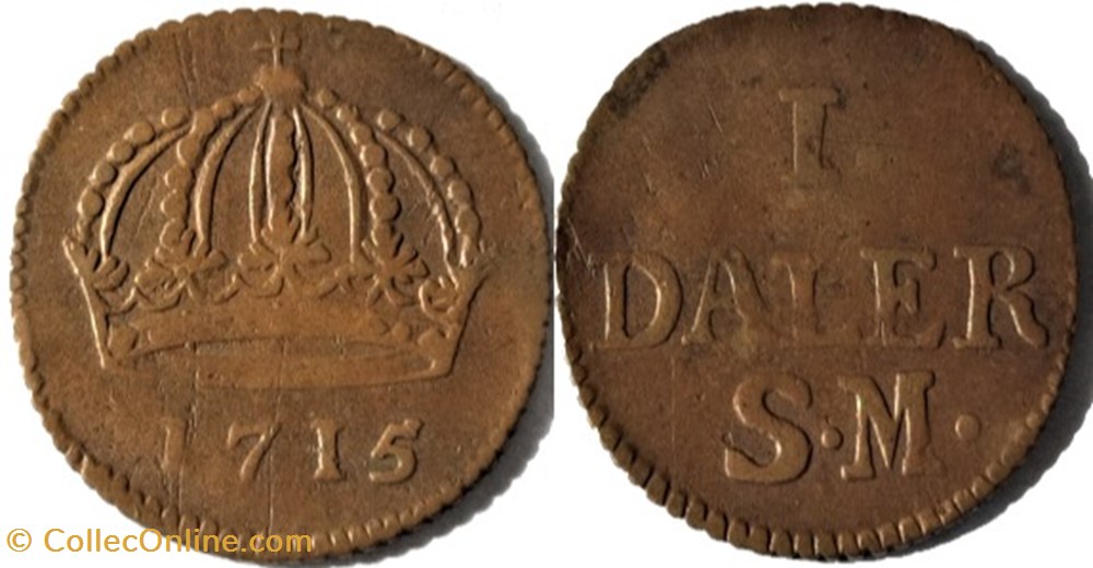 Sweden, Karl XII - 1 Daler 1715 monnaies europe medievale royaume suede sweden karl xii 1 daler 1715