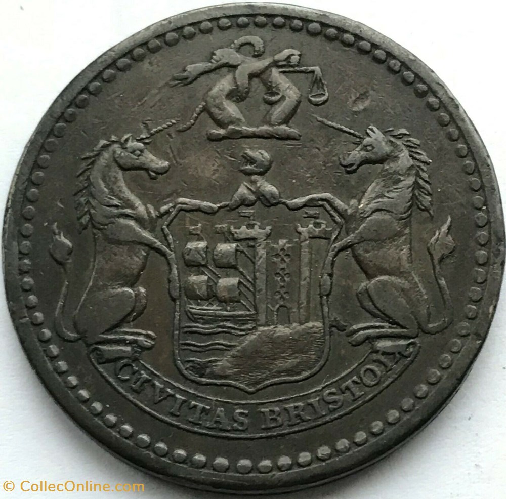 1811 One Penny Token, George III - Bristol, Somerset - Coins - World