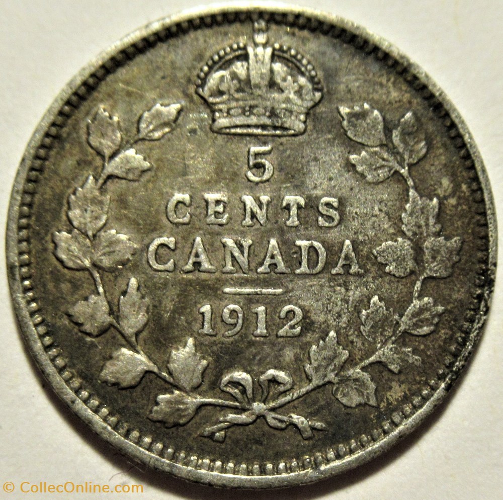 George V - 5 Cents 1912 (ex.2) 3 monnaies monde canada george v 5 cents 1912 ex 2
