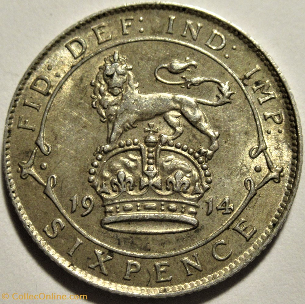 George V - 6 Pence 1914 - Great Britain (ex.2) 3 monnaies monde royaume uni george v 6 pence 1914 great britain ex 2