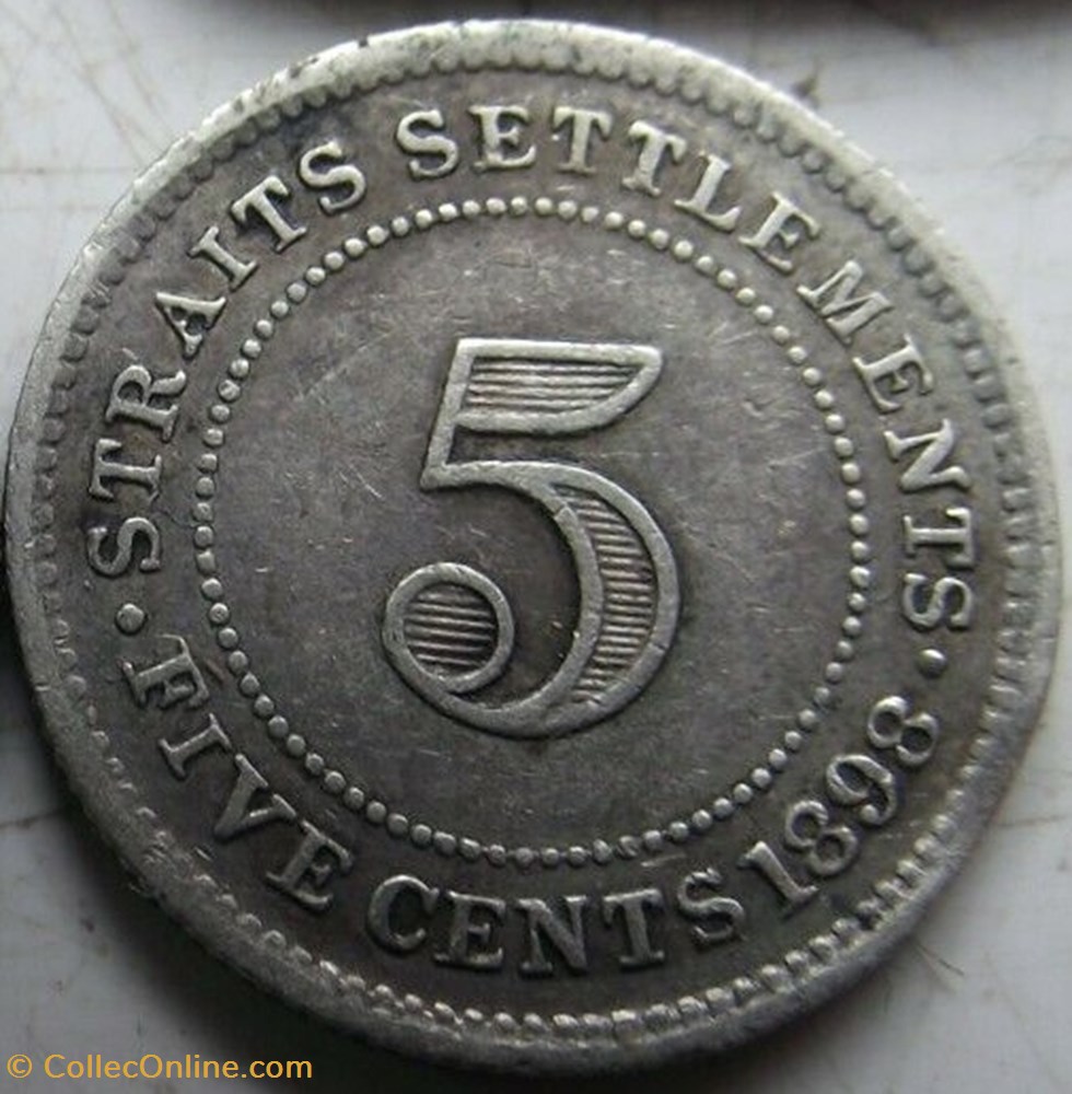 monnaie monde malaisie victoria 5 cents 1898 straits settlements malaysia