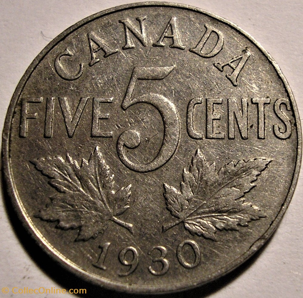 George V - 5 Cents 1930 monnaie monde canadum george v 5 cents 1930