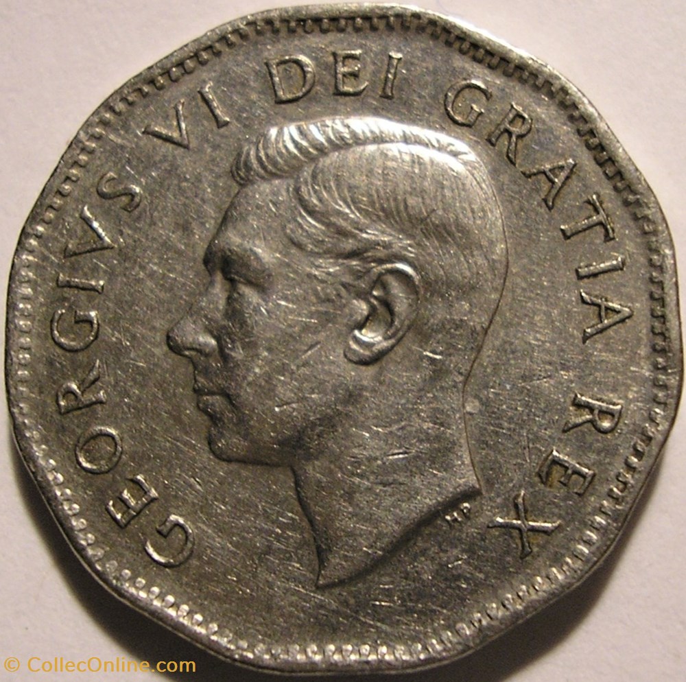 monnaie monde canadum george vi five cents 1950