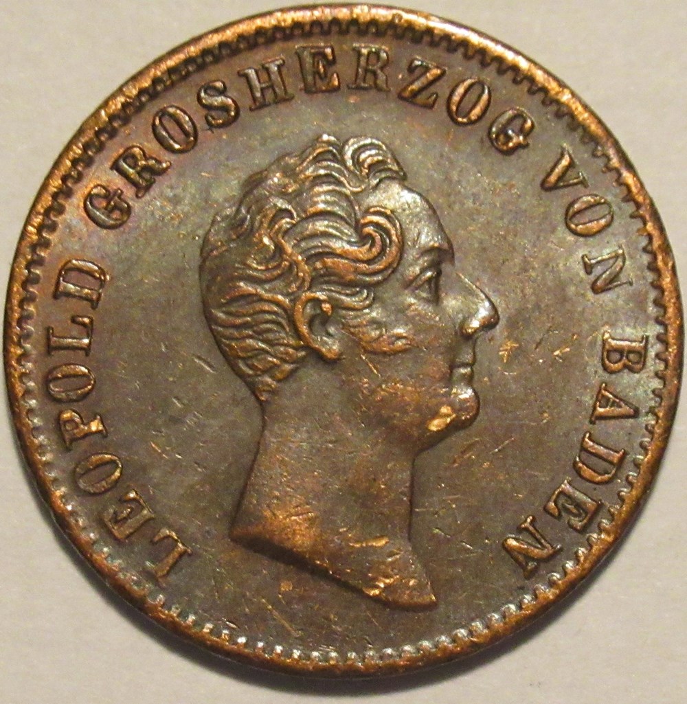 monnaies europe medievale saint empire romain germanique leopold i 1 kreuzer 1842 grand duchy of baden