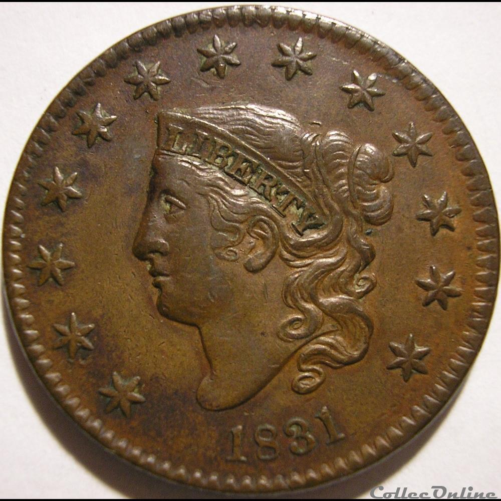 1831 One Cent monnaie monde etat uni 1831 one cent