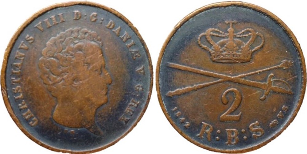 Christian VIII Denmark - 2 Rigsbankskilling 1842 monnaies monde danemark christian viii denmark 2 rigsbankskilling 1842