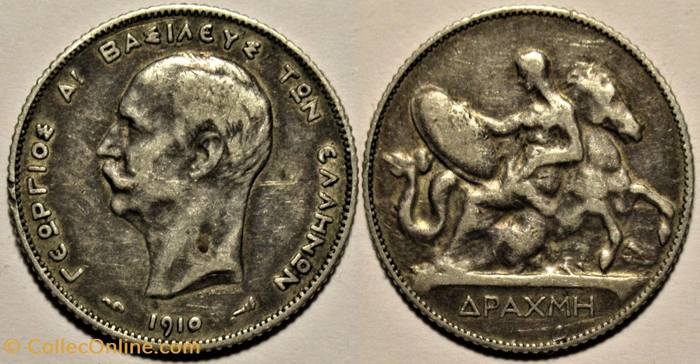 George I of Greece - Drachma 1910 A monnaies monde grece george i of greece drachma 1910 a