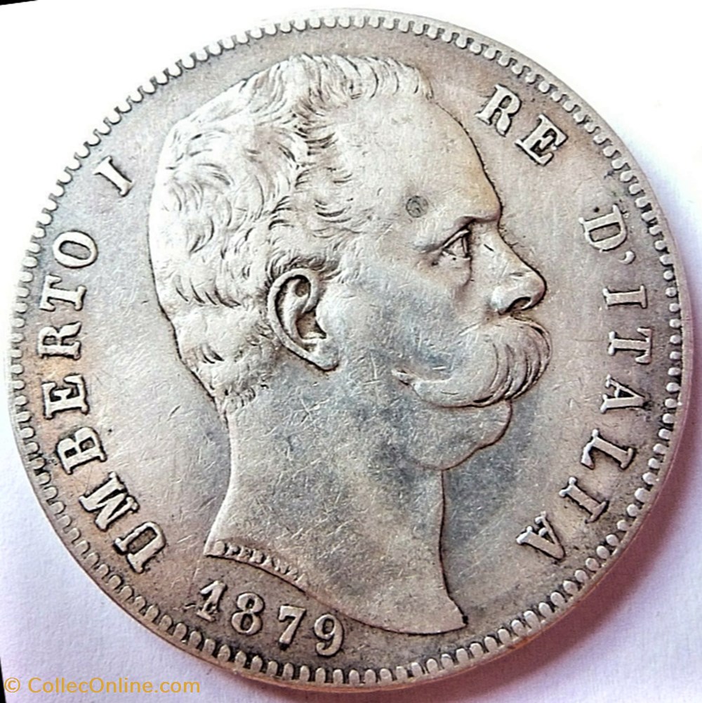 1879 Regno d'Italia, 5 Lire, Roma - Umberto I 2 monnaies monde italie 1879 regno italia 5 lire roma umberto i
