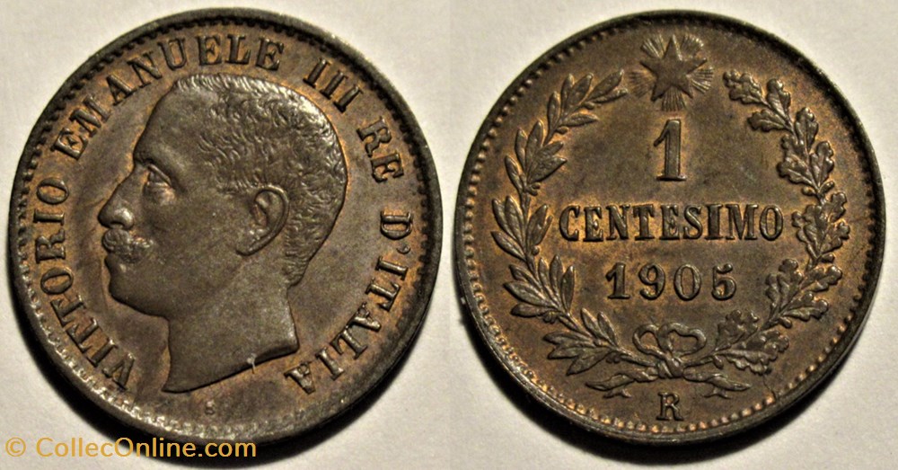 1905 Regno d'Italia, Centesimo, Roma - Vittorio Emanuele III (ex.3) monnaies monde italie 1905 regno italia centesimo roma vittorio emanuele iii ex 3