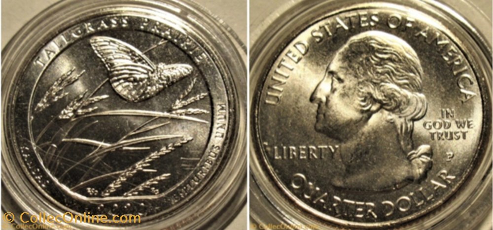 monnaies monde etats unis tallgrass prairie nt preserve 2020 p quarter dollar kansas state