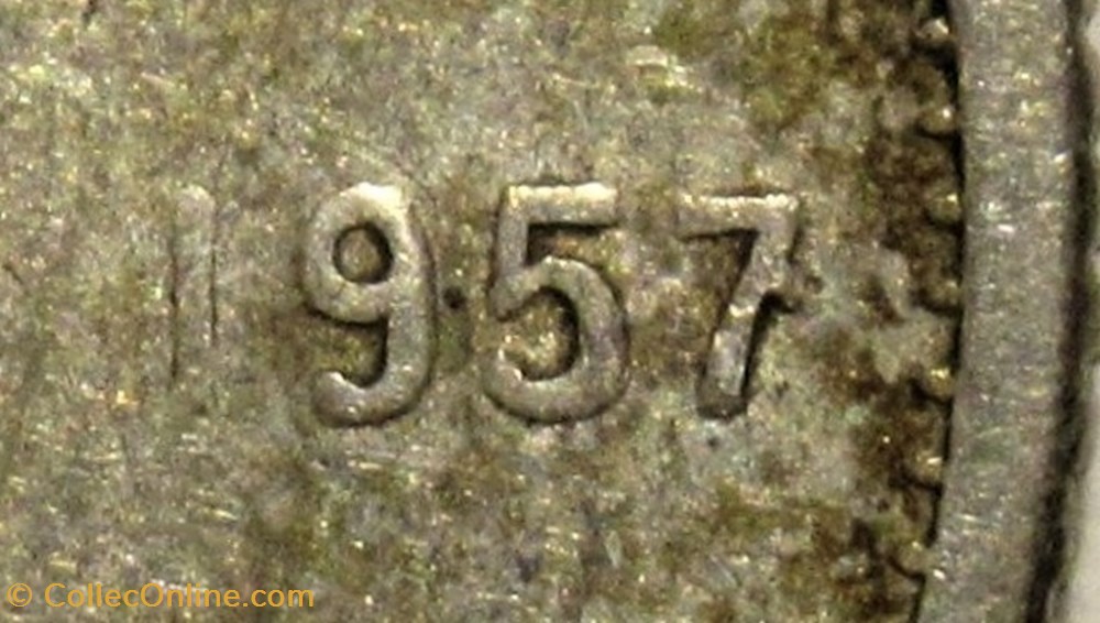 Elizabeth II - 10 Cents 1957 - Die Chip 3 monnaies monde canada elizabeth ii 10 cents 1957 die chip