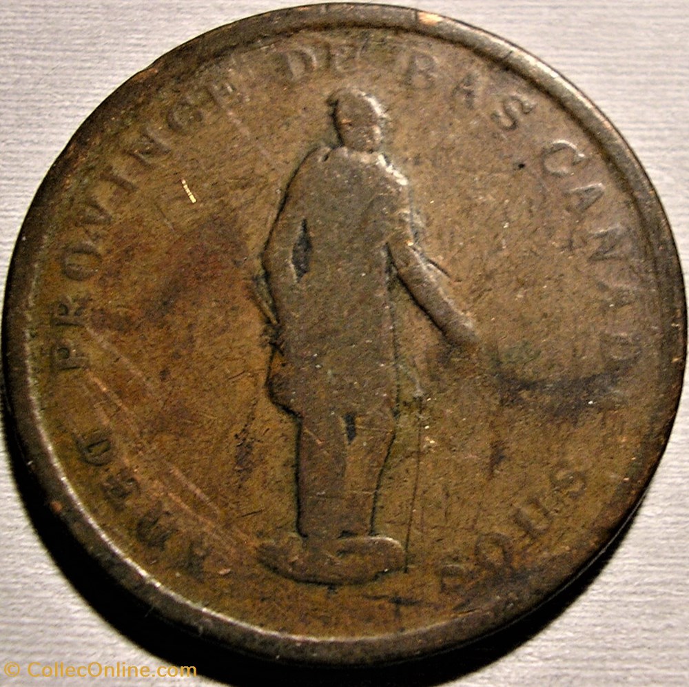 Bas-Canada 1837, Deux Sous / One Penny - Quebec Bank Token monnaie monde canadum bas canada 1837 deux sous one penny quebec bank token