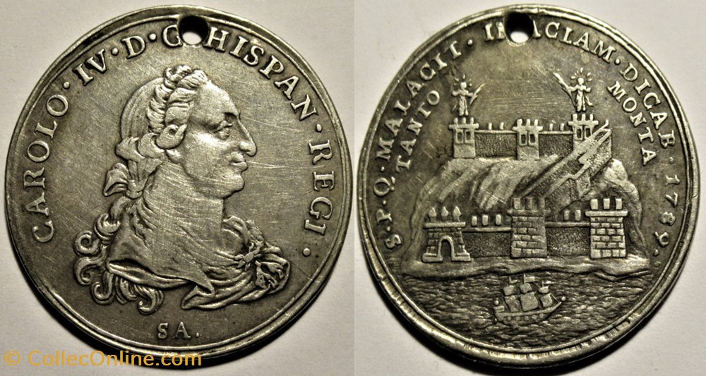 1789 Malaga, Medalla de la Proclamación de Carlos IV de España medailles espagne 1789 malaga medalla de la proclamacion de carlos iv de espana