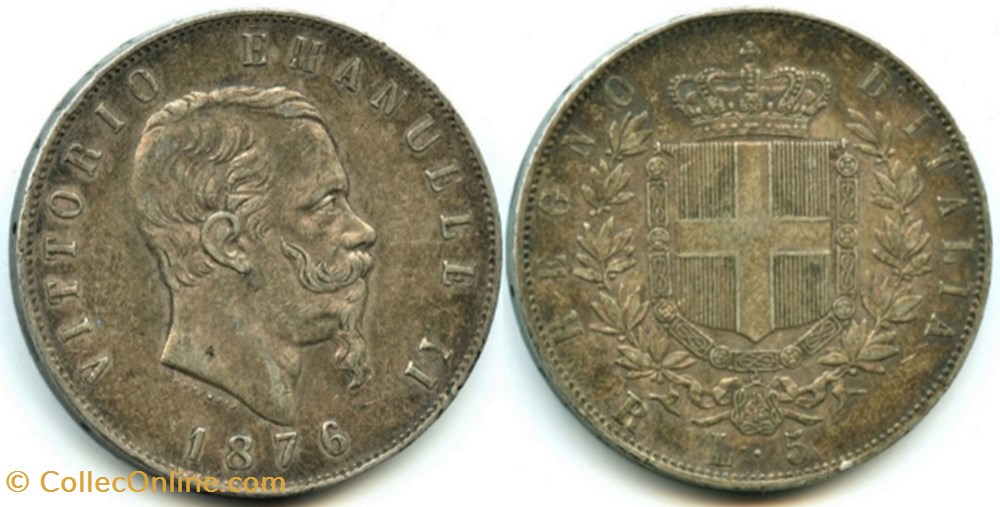 monnaies monde italie 1876 regno italia 5 lire roma vittorio emanuele ii ex 3 doubling date