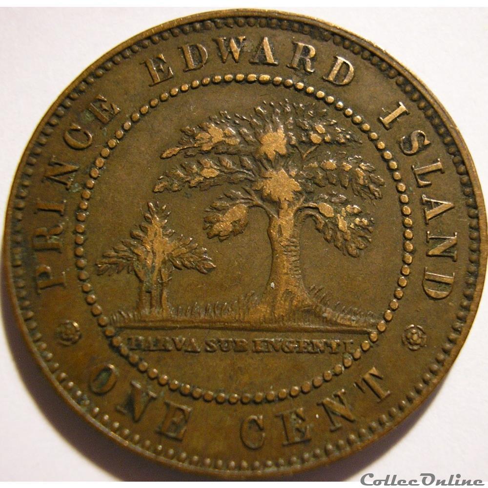 Victoria - One Cent 1871 - Prince Edward Island (ex.3) monnaie monde canadum victoria one cent 1871 prince edward island ex 3