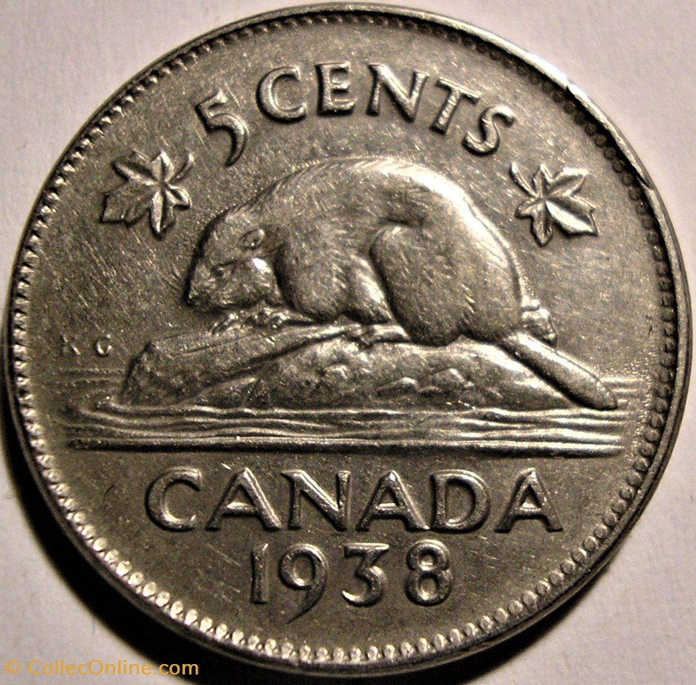 monnaie monde canadum george vi five cents 1938