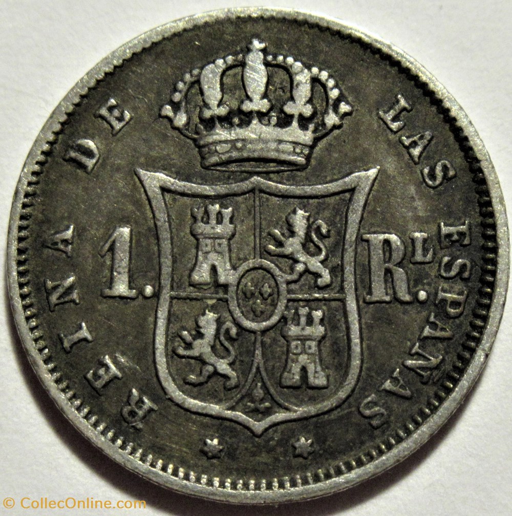 1852 Madrid - 1 Real - Isabel II de España 3 monnaies monde espagne 1852 madrid 1 real isabel ii de espana