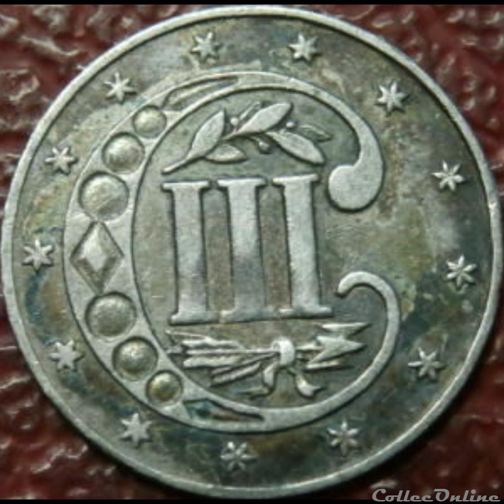 1862 - Silver Three Cents monnaie monde etat uni 1862 silver three cents