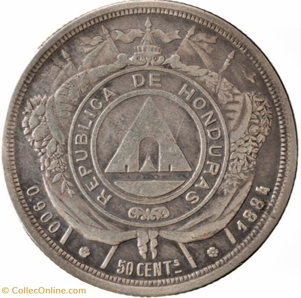 Honduras - 50 Centavos 1884 monnaies monde honduras 50 centavos 1884