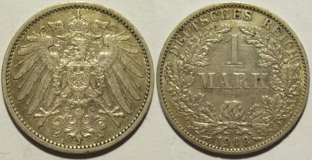Wilhelm II - 1 Mark 1908 Berlin - German Empire monnaies monde allemagne wilhelm ii 1 mark 1908 berlin german empire