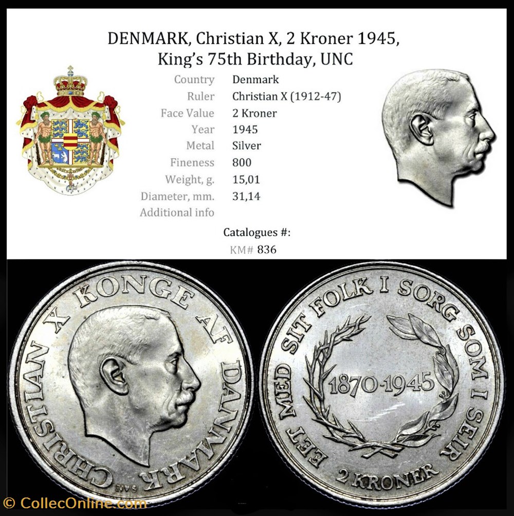 Christian X Denmark - 2 Kroner 1870-1945 - King's Birthday monnaies monde danemark christian x denmark 2 kroner 1870 1945 king s birthday