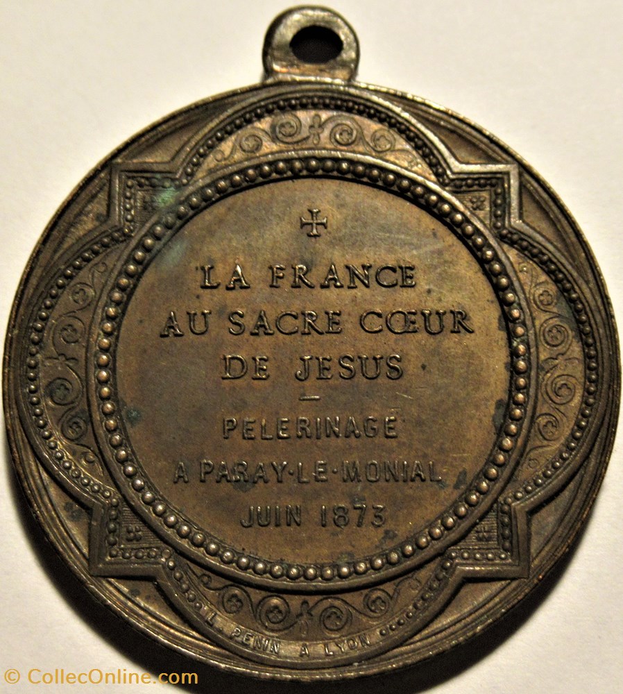 patrimoine religieux souvenir pelerinage a paray le monial 1873 basilique du sacre coeur medaille de l penin