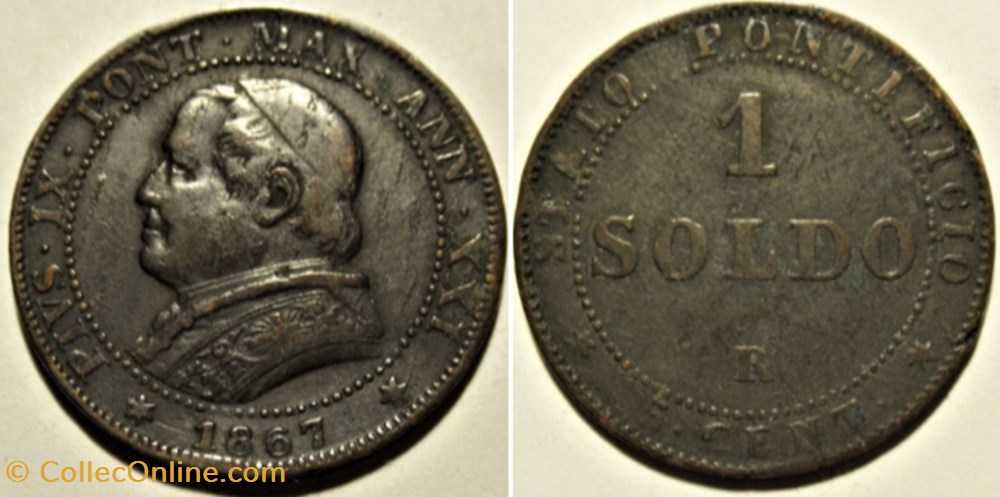 monnaies monde pio ix pope 1 soldo 1867 anno xxi roma vaticano