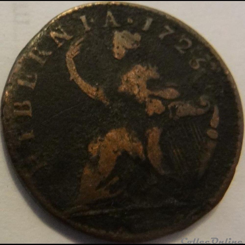 monnaie monde irlande 1723 half penny woos hibernia george ist ex 2