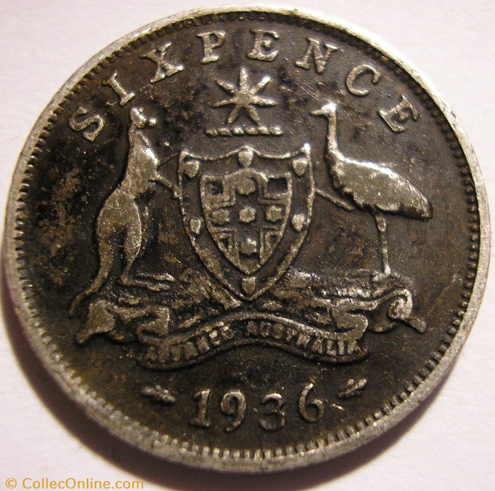 George V - Six Pence 1936 Melbourne - Australia (ex.2) monnaie monde australie george v six pence 1936 melbourne australia ex 2