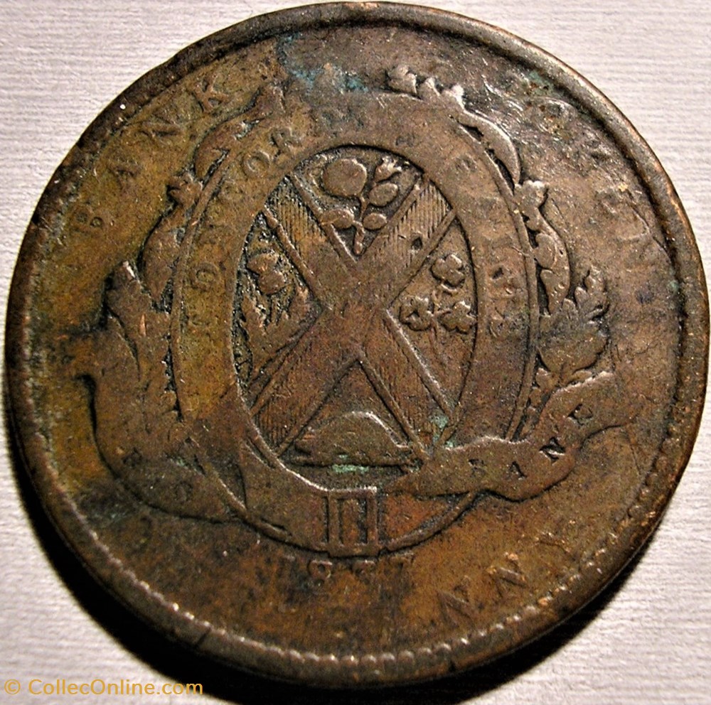 Bas-Canada 1837, Deux Sous / One Penny - Quebec Bank Token 2 monnaie monde canadum bas canada 1837 deux sous one penny quebec bank token
