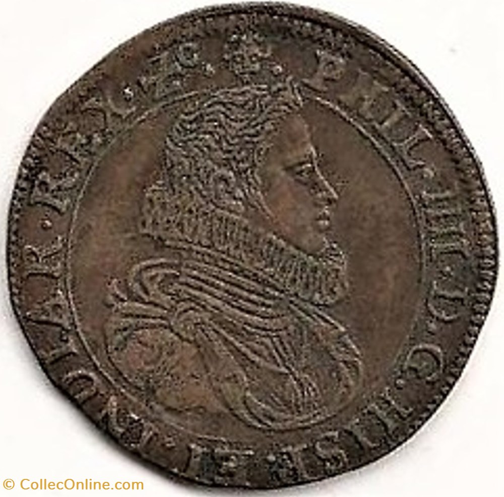 1624 Brussels, Loyalty to Spain Token - Felipe IV of Spain 2 monnaies europe medievale pays bas espagnols 1624 brussels loyalty to spain token felipe iv of spain