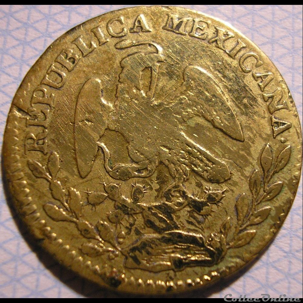 México - Real 1857 Zacatecas - 2nd Republic monnaies monde mexique mexico real 1857 zacatecas 2nd republic