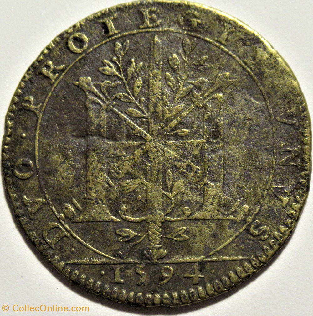 Henri IV - 1594, Duo Protegit Unus - Jeton de compte monnaies paranumismatique jetons poids henri iv 1594 duo protegit unus jeton de compte