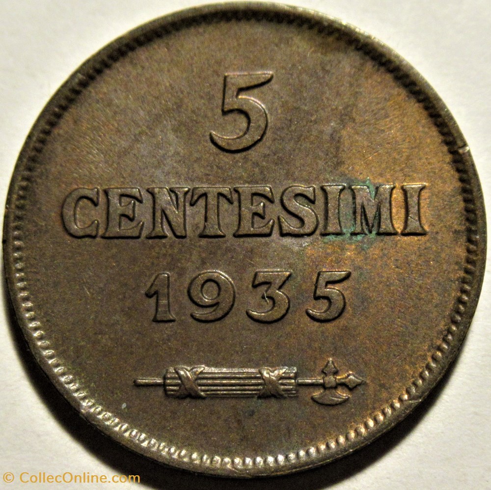 1935 Repubblica di San Marino, 5 Centesimi, Roma 3 monnaies monde saint 1935 repubblica di san marino 5 centesimi roma