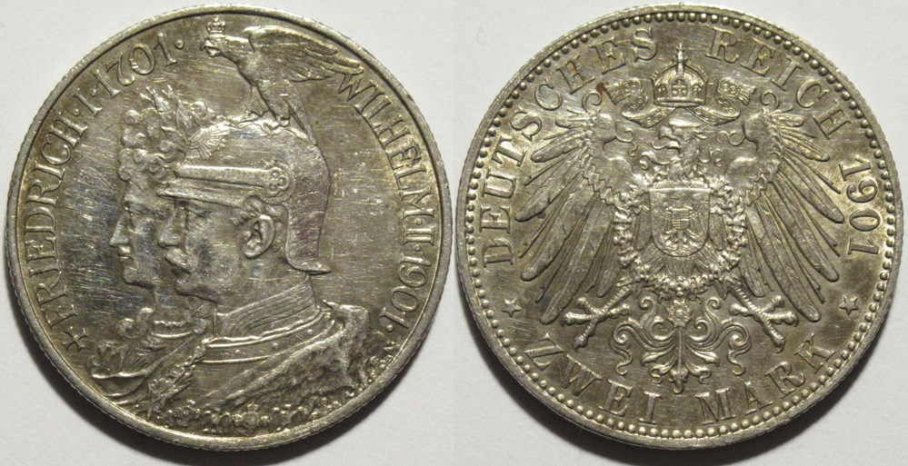 Wilhelm II - 2 Mark 1901 Berlin - Bicentenary of Prussia monnaies monde allemagne wilhelm ii 2 mark 1901 berlin bicentenary of prussia