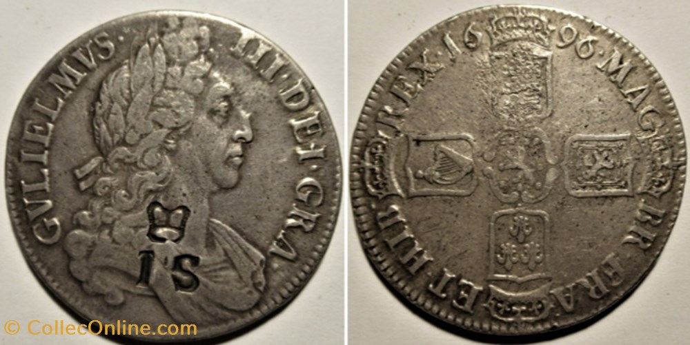 William III - One Crown 1696 - Kingdom of England monnaies europe medievale royaume angleterre william iii one crown 1696 kingdom of england