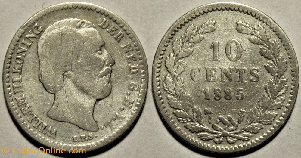 Willem III of Nederland - 10 Cents 1885 monnaies monde pays bas willem iii of nederland 10 cents 1885