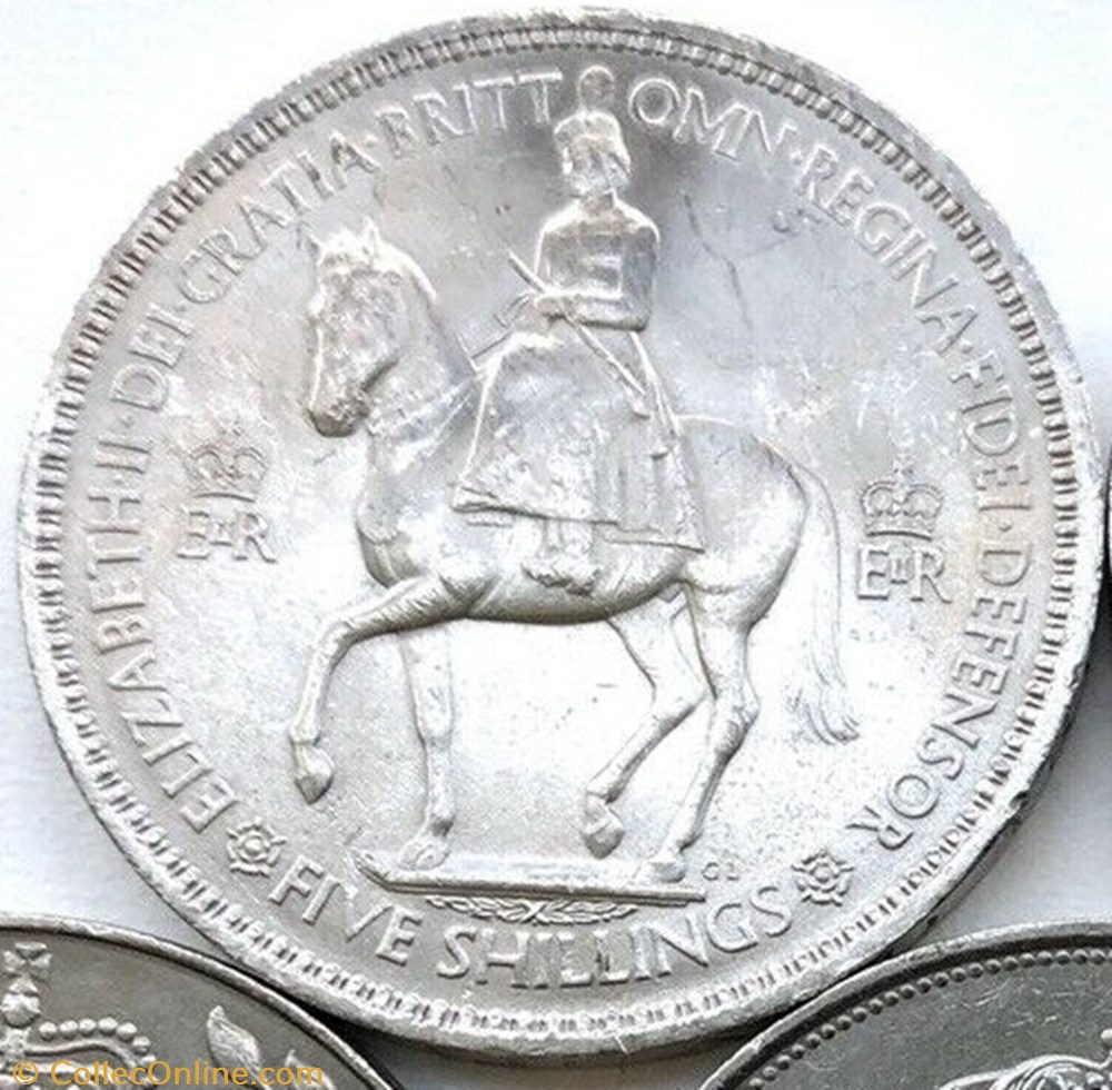 UK 5 shillings 1953 commemorative medal Coronation of Elizabeth II silver 999.