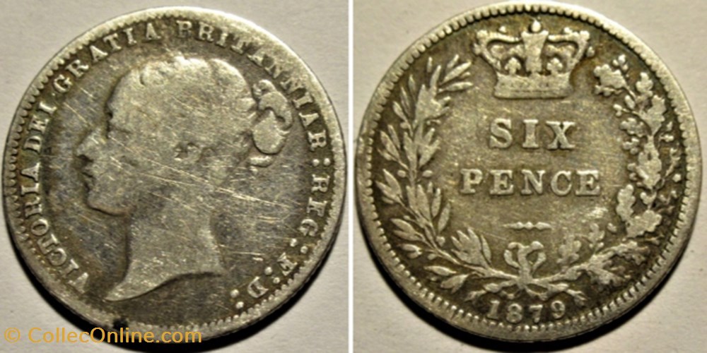 Victoria - Sixpence 1879 Kingdom of Great Britain monnaies monde royaume uni victoria sixpence 1879 kingdom of great britain
