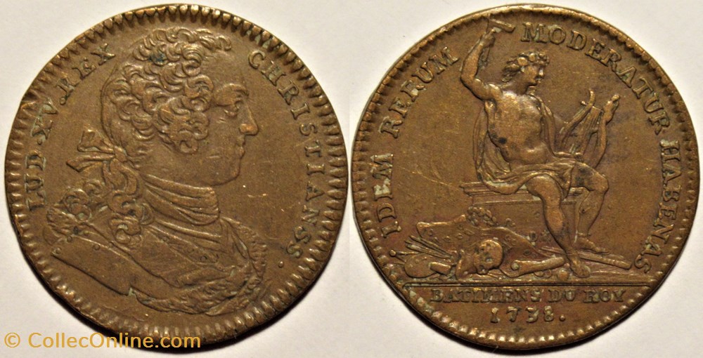 Louis XV - 1738, Jeton - Bâtiments du Roi monnaies paranumismatique jetons poids louis xv 1738 jeton batiments du roi
