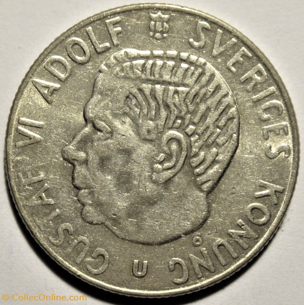 Gustaf VI Adolf of Sweden - 1 Krona 1968 2 monnaies monde suede gustaf vi adolf of sweden 1 krona 1968