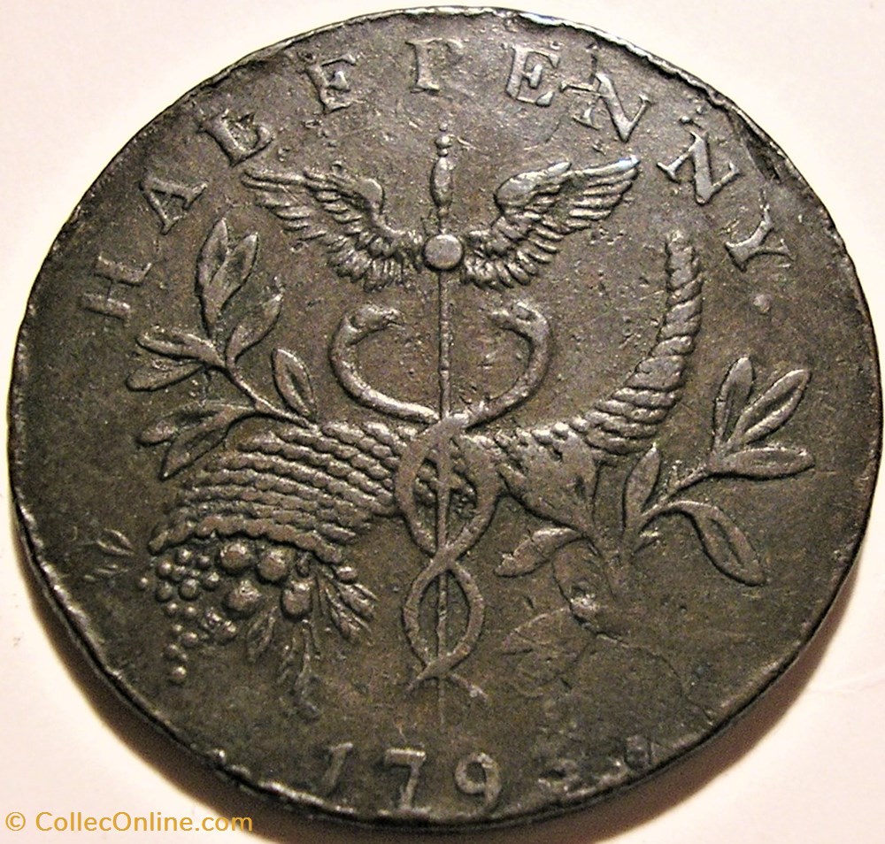 monnaie monde royaume uni 1793 halfpenny sir isaac newton middlesex ex 2