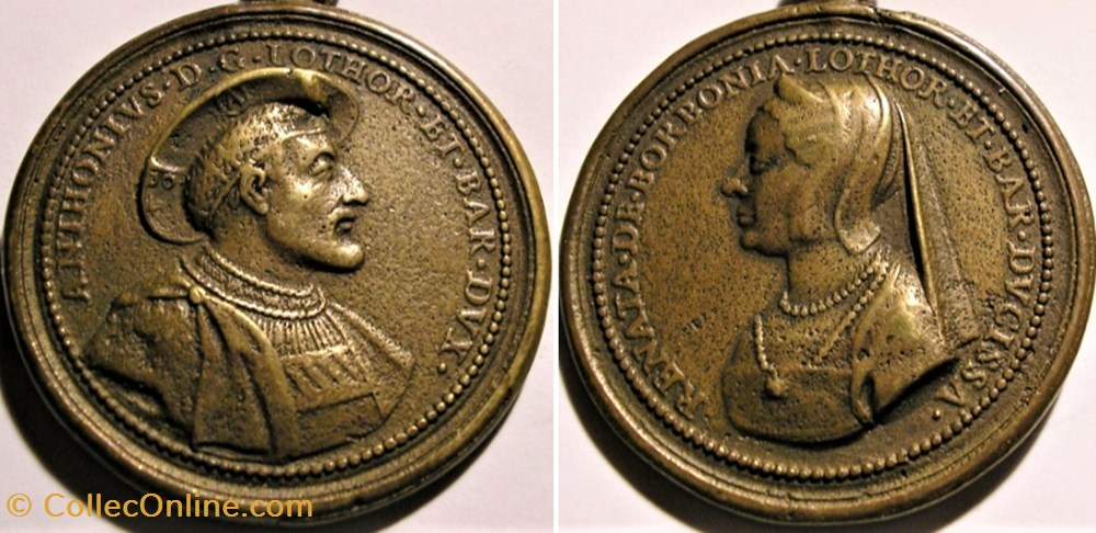 medailles france royaux noblesse antoine de lorraine renee de bourbon medaille saint urbain c 1728