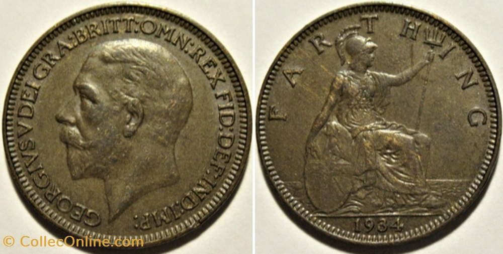 George V - Farthing 1934 - Great Britain monnaies monde royaume uni george v farthing 1934 great britain