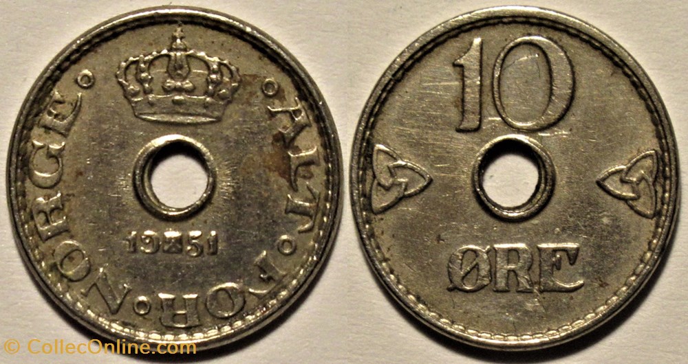 Haakon VII of Norway - 10 Øre 1951 monnaies monde norvege haakon vii of norway 10 re 1951