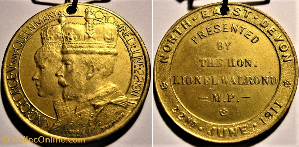 monnaie jeton mereaux george v mary 1911 coronation gilt medal north east devon england