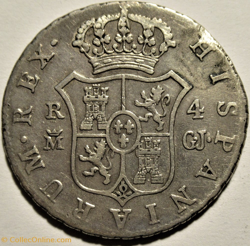 1816 Madrid 4 Reales - Fernando VII de España 3 monnaies monde espagne 1816 madrid 4 reales fernando vii de espana